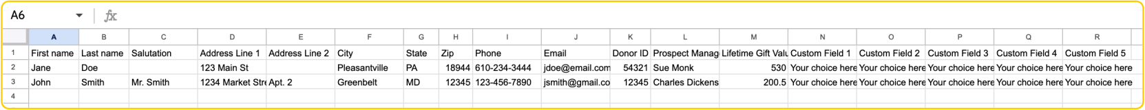 List Requirements Example